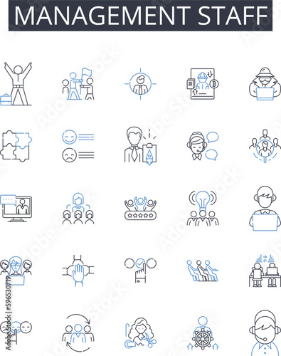 Management staff line icons collection. Executive team  Administration staff  Managing directors  Supervisory personnel  Operation managers  Coordinating team  Department heads vector Generative AI