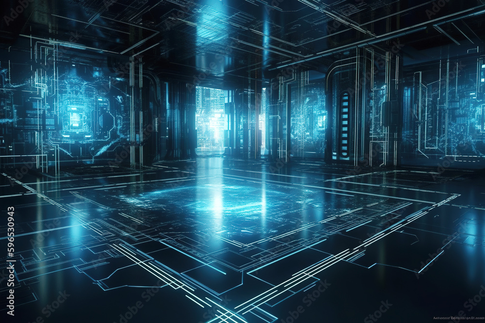 Obraz premium A room with a modern high-tech background