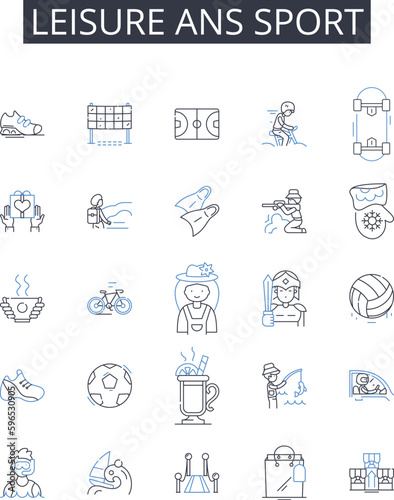 Leisure ans sport line icons collection. Recreation, Activity, Hobby, Relaxation, Entertainment, Fun, Pastime vector and linear illustration. Pursuit,Exercise,Play outline signs set Generative AI