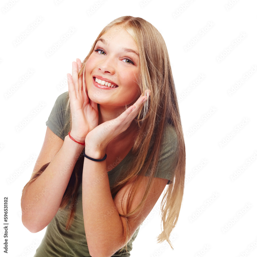 Happy, confident or portrait of young person feeling playful in teenager confidence or casual fashion. Joy, proud and face of goofy teen model with youth smile isolated on transparent png background Happy, confident or portrait of young person feeling playful in teenager confidence or casual fashion. Joy, proud and face of goofy teen model with youth smile isolated on transparent png background