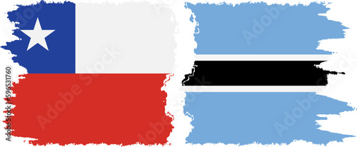 Botswana and Chile grunge flags connection vector