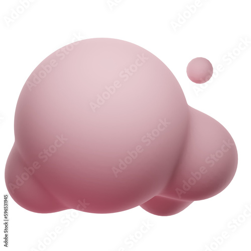 Render soft round cartoon fluffy cloud 3D. Pink Cloud 3D