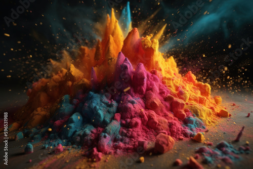 Color paint drops in water. Ink swirling underwater. Cloud of silky ink collision on black background. Colorful abstract smoke explosion animation.