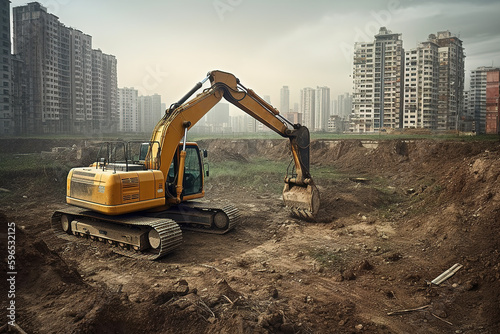 Real estate construction site excavator