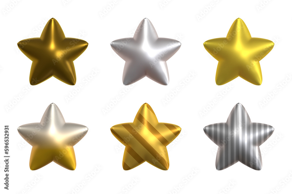 Set of 6 lovely gold and silver 3D stars Set of 6 lovely gold and silver 3D stars