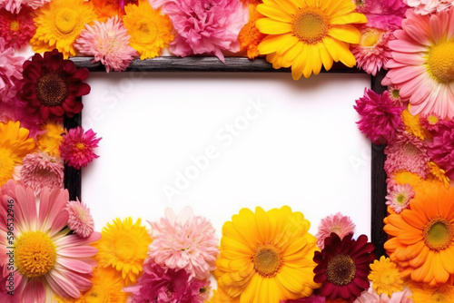 Flower decoration of white photo frame © 昊 周
