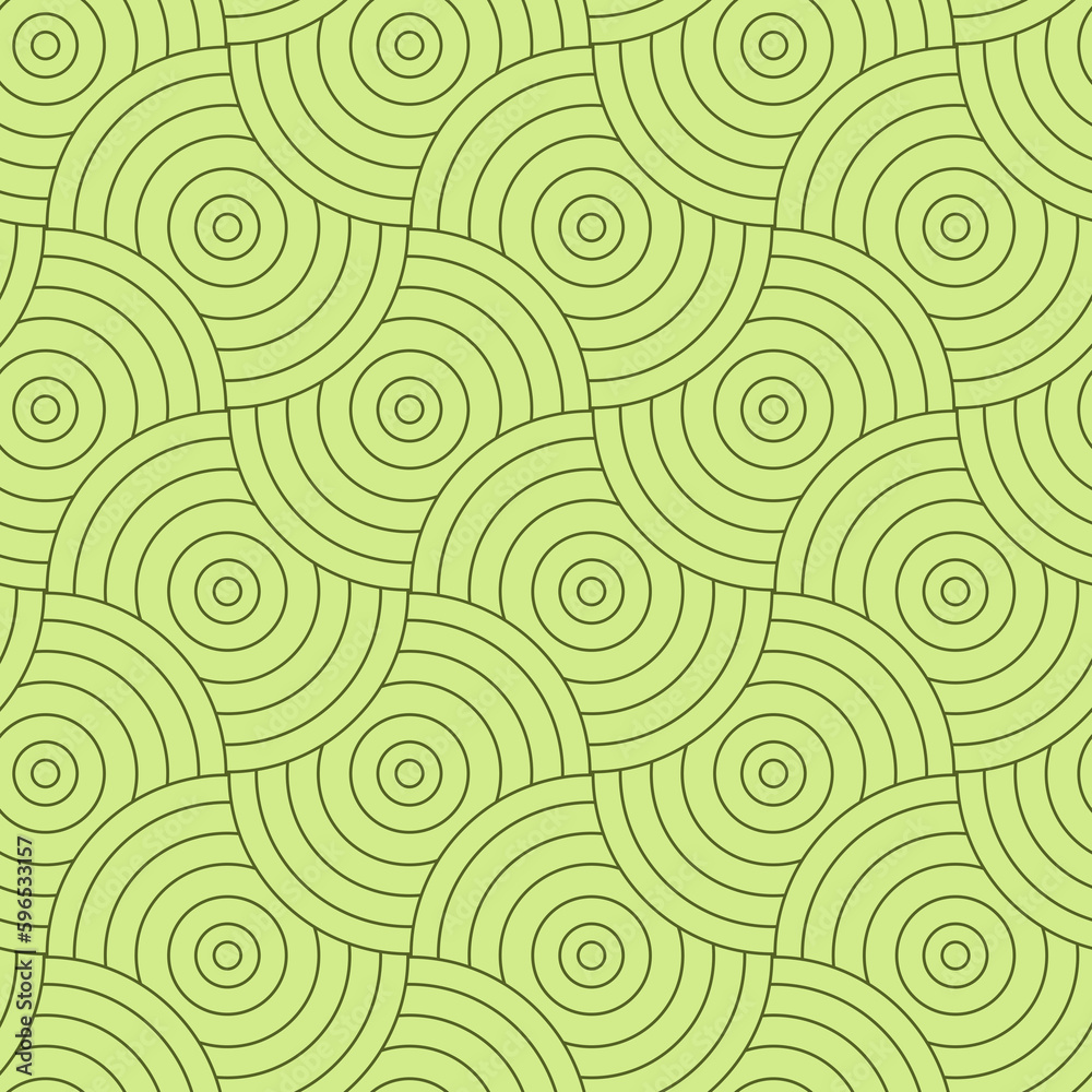 Overlapping seamless pattern. Modern stylish texture. Repeating geometric tiles. Concentric green circles background.	