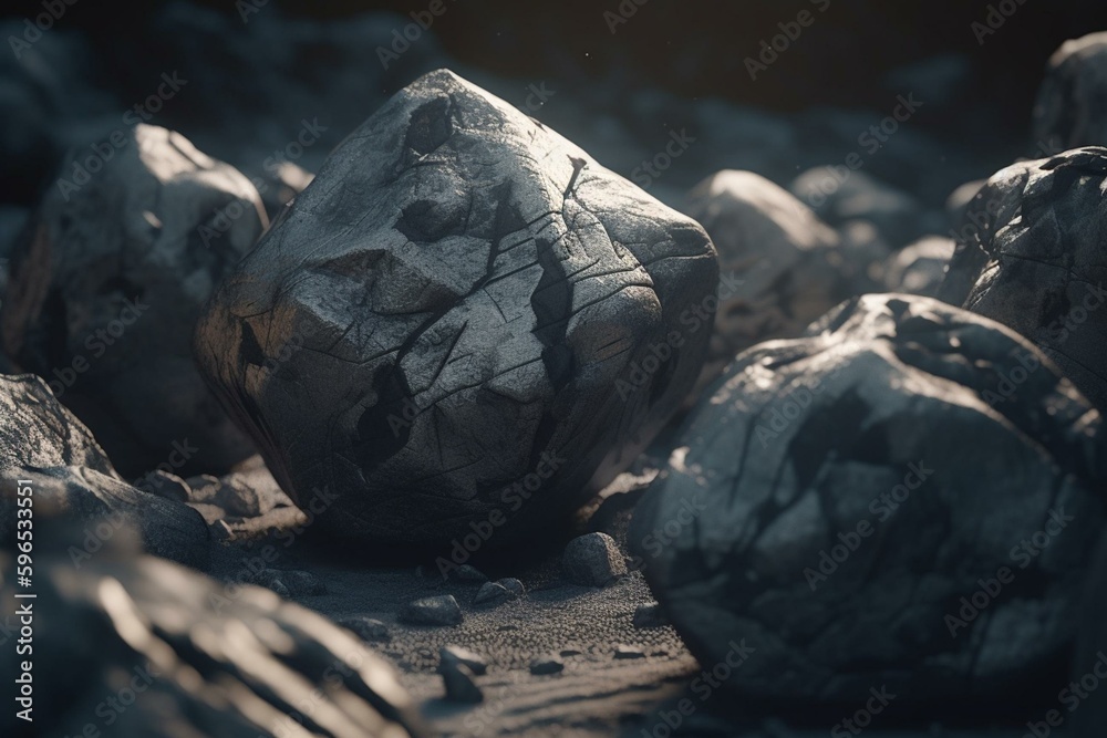 Three-dimensional rocks. Generative AI