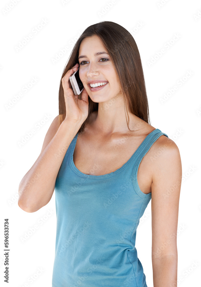 Phone call, happy woman and isolated on transparent png background for online discussion, news or feedback. Young person or casual model on cellphone for communication, chat or speaking on mobile app Phone call, happy woman and isolated on transparent png background for online discussion, news or feedback. Young person or casual model on cellphone for communication, chat or speaking on mobile app