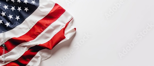 4th July Independence Day flag top view, white background , Generative AI 