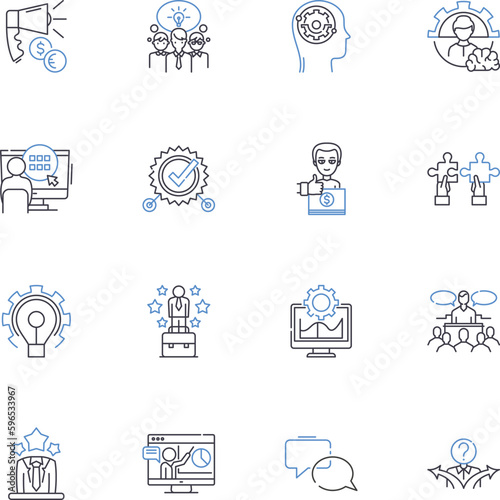 Set right line icons collection. Correct, Fix, Rectify, Adjust, Remedy, Repair, Solve vector and linear illustration. Amend,Restore,Reconcile outline signs set Generative AI