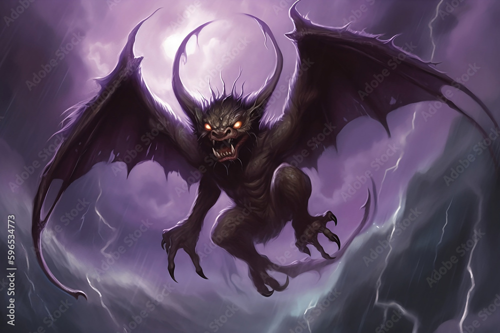 horrifying flying purple demon with wings horrifying flying purple demon with wings
