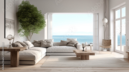 luxurious charm ambient living room big sofa sand color  © Nelson