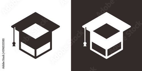 box and hat graduation logo design education icon vector illustration