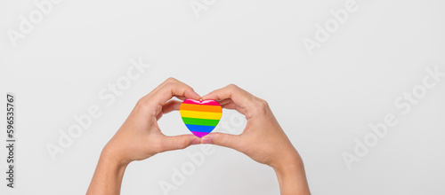 LGBT pride month concept or LGBTQ+ or LGBTQIA+ with rainbow heart shape for Lesbian, Gay, Bisexual, Transgender, Queer, Intersex, Asexual, Agender, Non Binary, Two Spirit, Pansexual and Demisexual