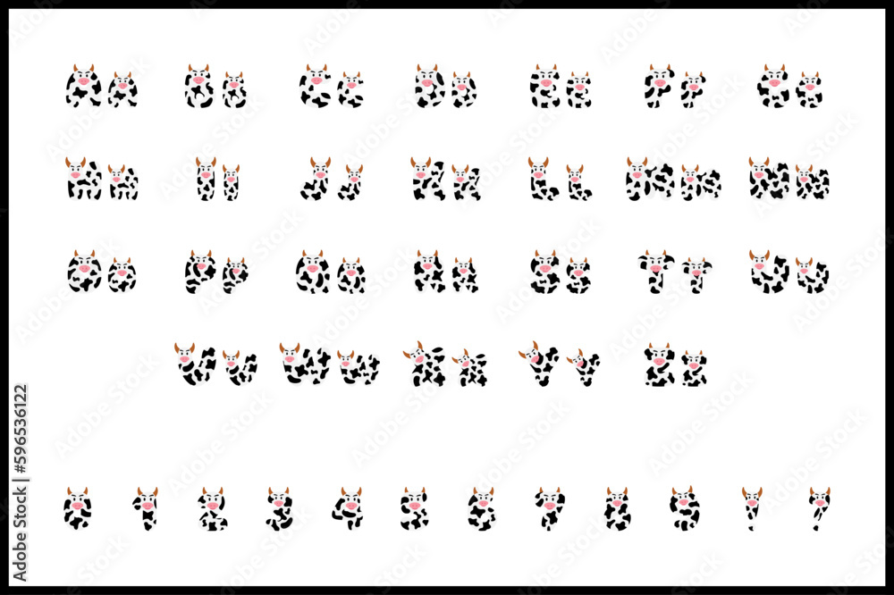 Cow alphabet in cartoon style Stock Vector | Adobe Stock
