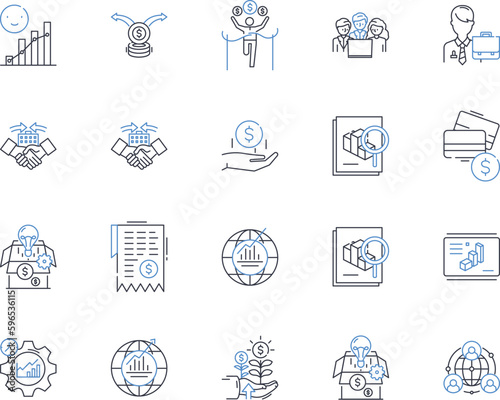 Human resources line icons collection. Recruitment, Compensation, Benefits, Diversity, Onboarding, Training, Employee relations vector and linear illustration. Generative AI
