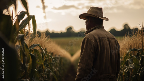 cowboy on a farm. Generative AI