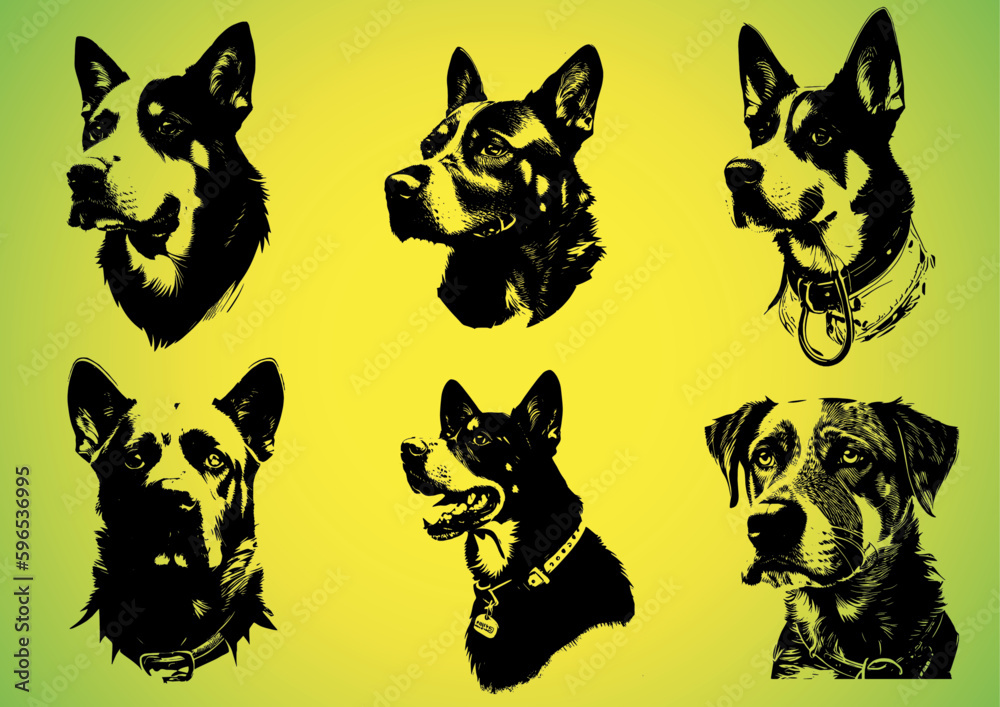 Dog sketch drawing vector illustration black and white background Stock