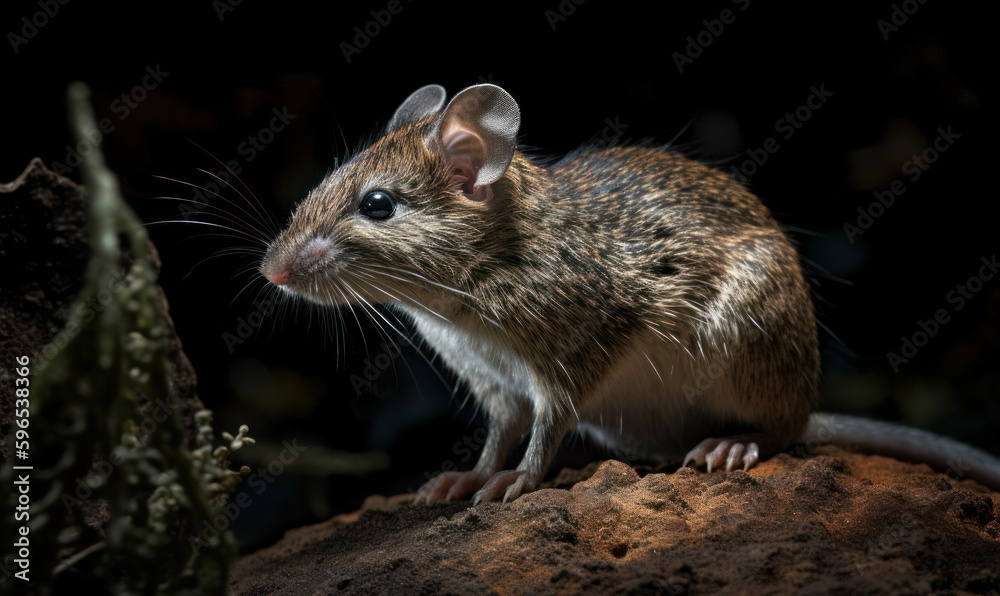 photo of elephant shrew on black background. Generative AI photo of elephant shrew on black background. Generative AI