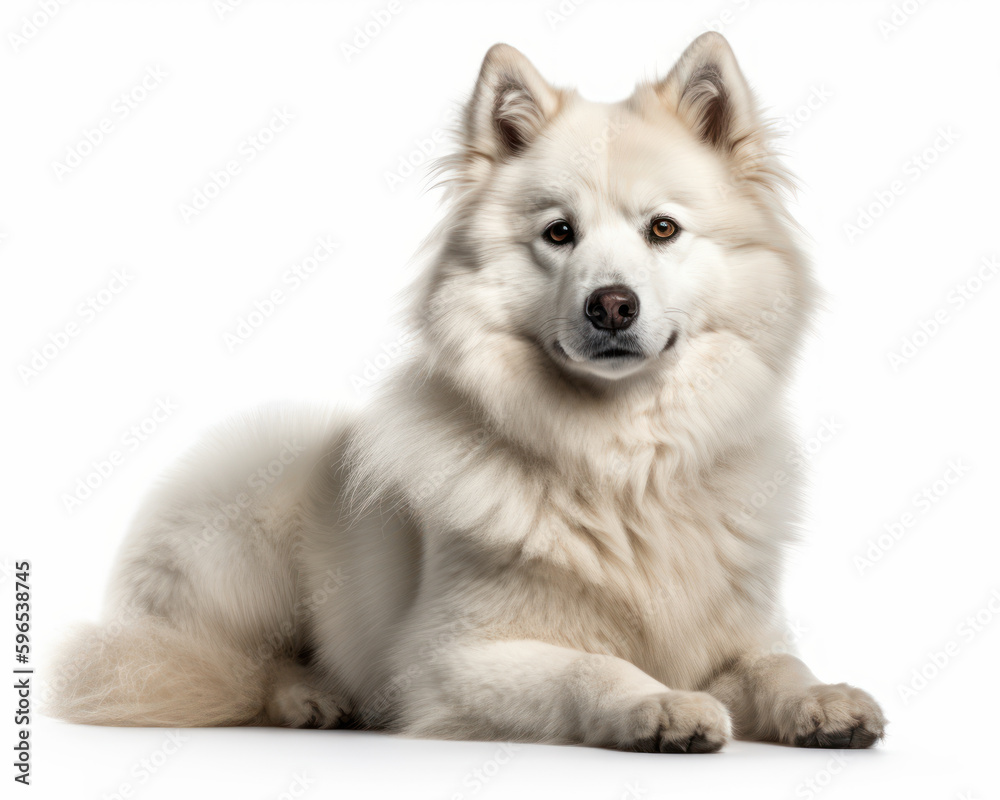 Obraz premium photo of Eskimo dog isolated on white background. Generative AI