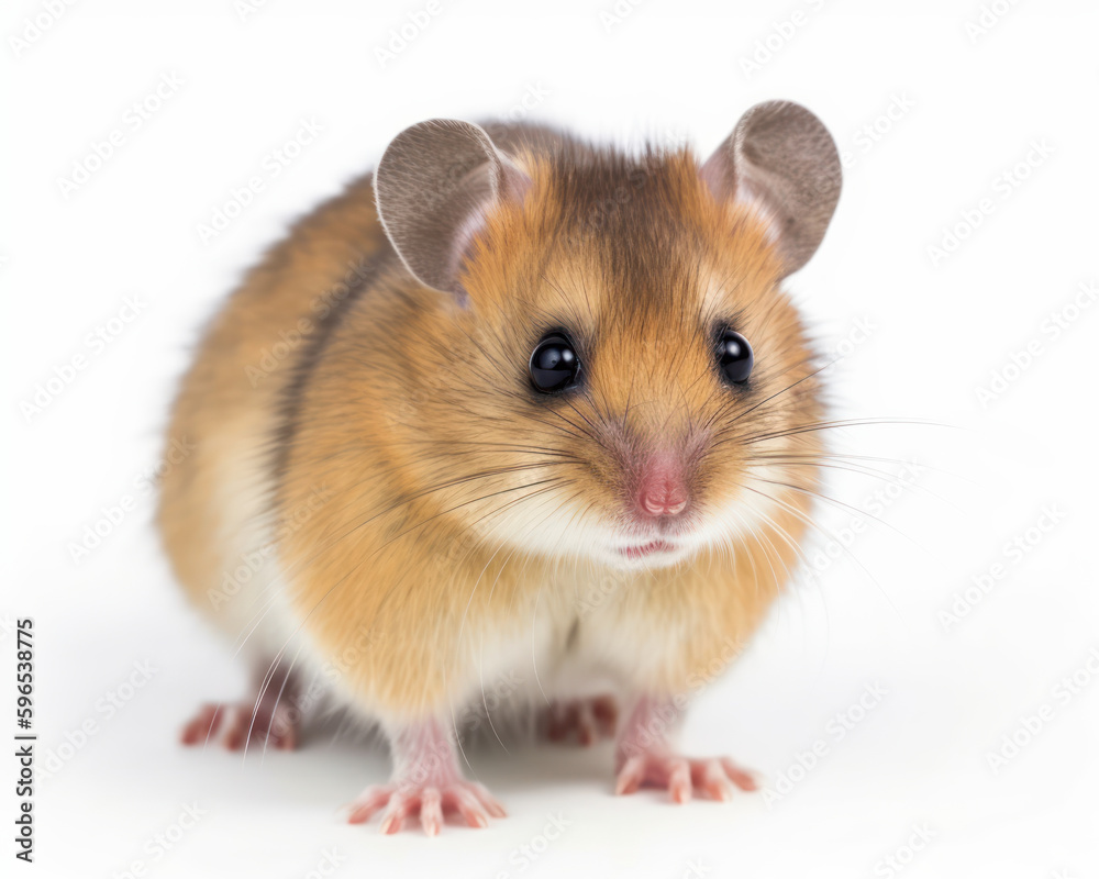 photo of dormouse visible in full figure isolated on white background. Generative AI photo of dormouse visible in full figure isolated on white background. Generative AI
