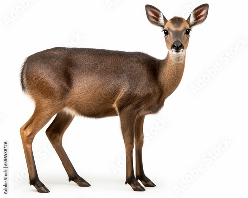 photo of duiker, know as forest-dwelling antelope  isolated on white background. Generative AI photo