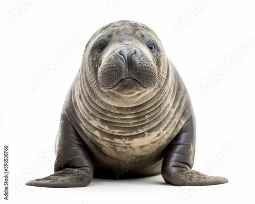photo of elephant seal isolated on white background. Generative AI photo