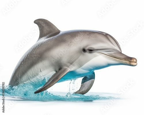 photo of dolphin isolated on white background. Generative AI