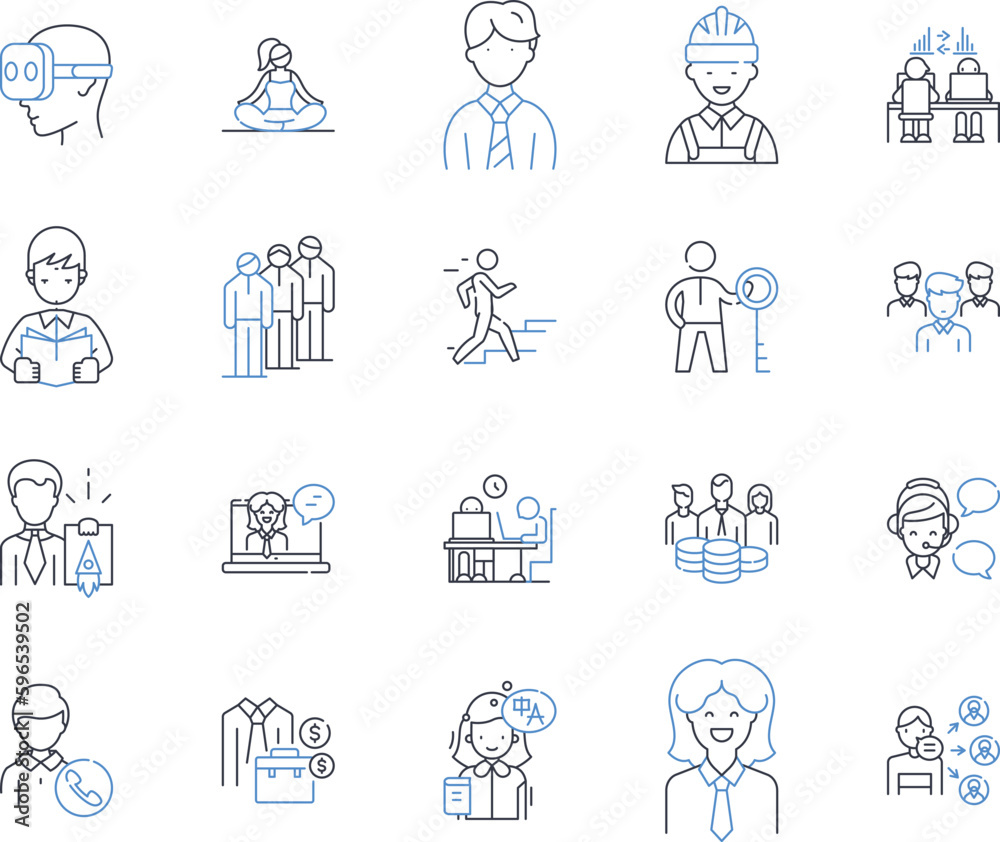 Executive position line icons collection. Leadership, Strategy, Decision-making, Management, Analysis, Innovation, Communication vector and linear illustration. Generative AI