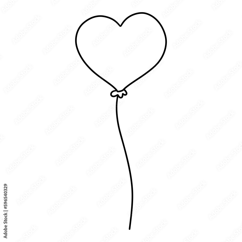 Heart Balloon, Hand-drawn illustration, Party Eelement