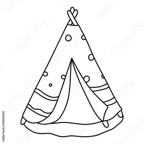 Tipi tent boho style, bohemian tent, Hand Drawn Illustration