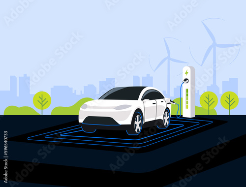 Fototapeta Naklejka Na Ścianę i Meble -  Electric Vehicle Technology Illustration