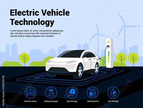 Electric Vehicle Technology Illustration
