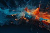 An abstract painting with blue backdrop and orange and blue hues. Generative AI