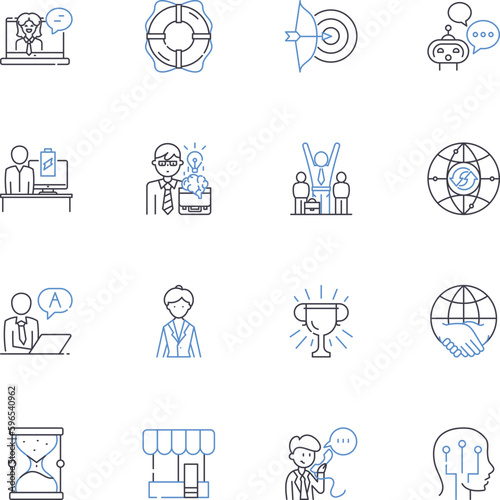 Work progression line icons collection. Achievements, Advancement, Ambition, Career, Development, Direction, Elevation vector and linear illustration. Experience,Growth,Improvement Generative AI
