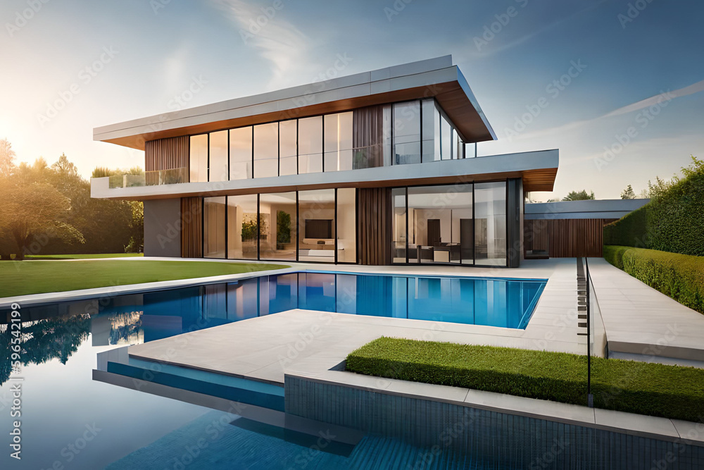 modern house with pool