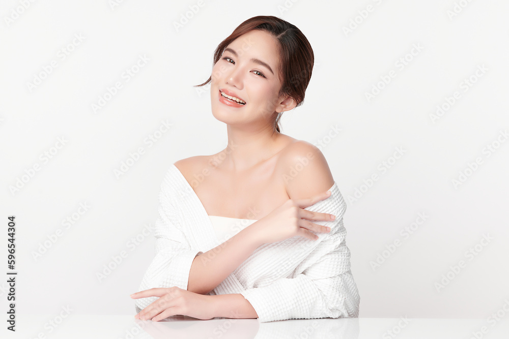 Beautiful young asian woman with clean fresh skin on white background, Face care, Facial treatment, Cosmetology, beauty and spa, Asian women portrait. Beautiful young asian woman with clean fresh skin on white background, Face care, Facial treatment, Cosmetology, beauty and spa, Asian women portrait.