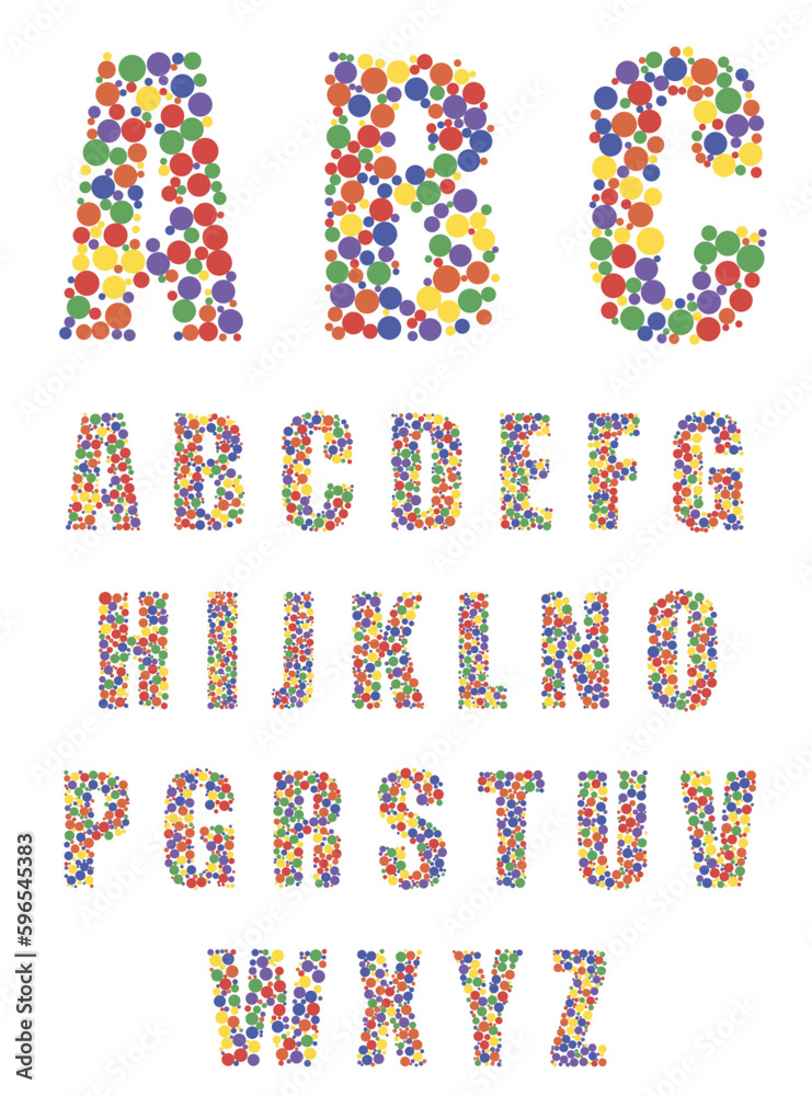 Colorful dot alphabet