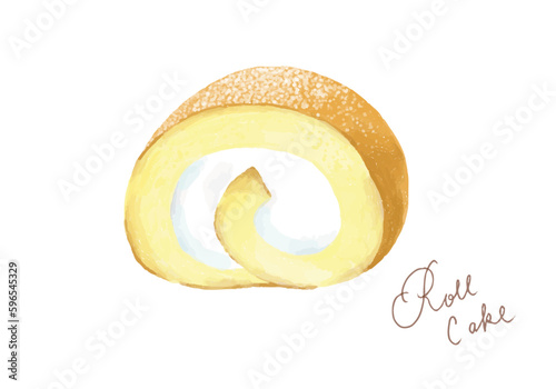水彩のロールケーキのイラスト