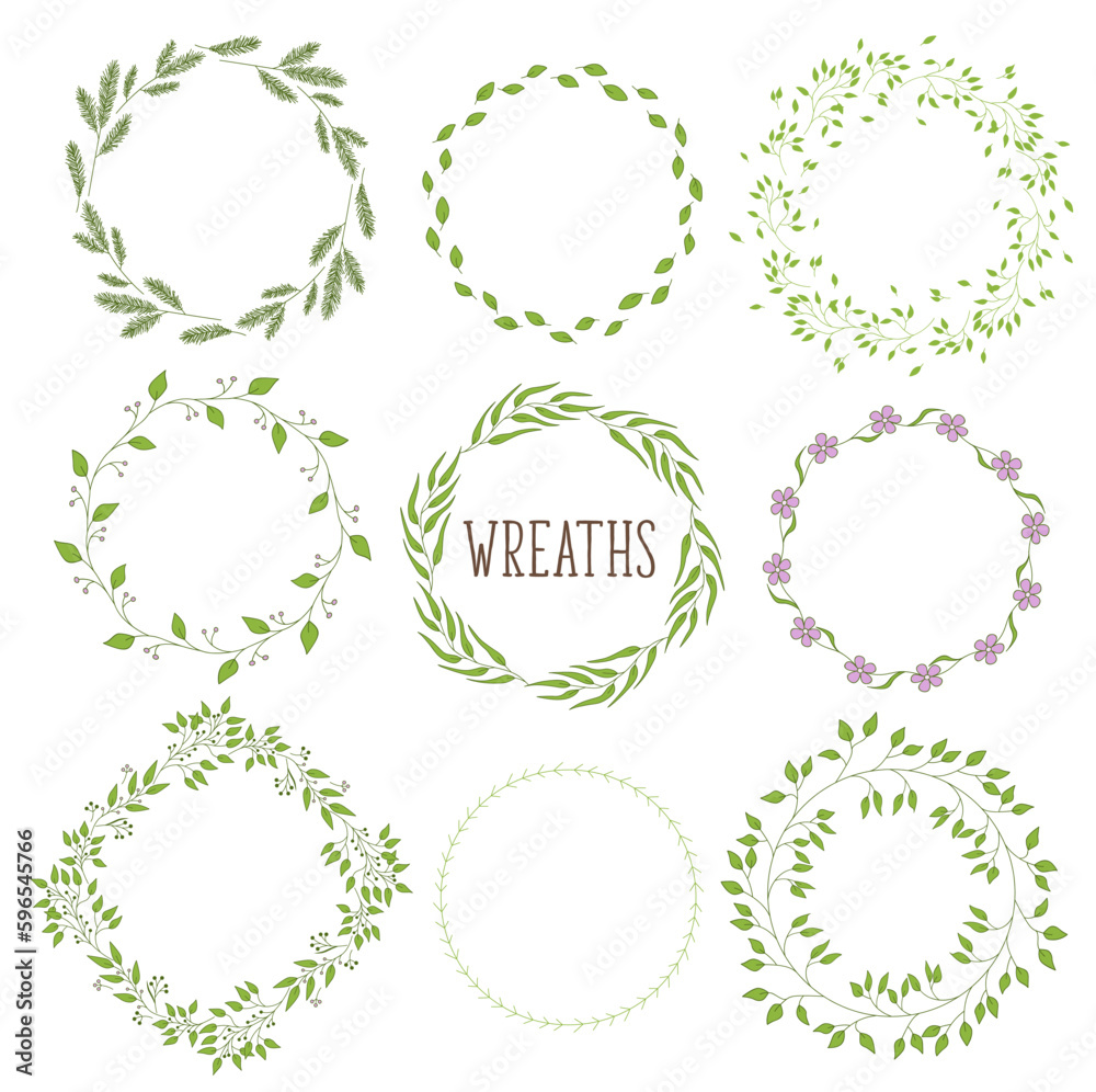 set of wreaths leafes