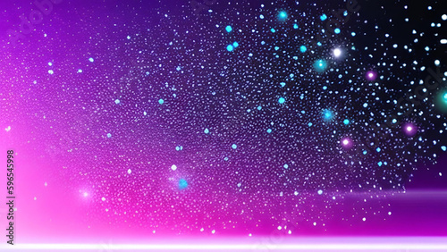 Neon particles background. Blue pink abstract glowing space - AI Generative