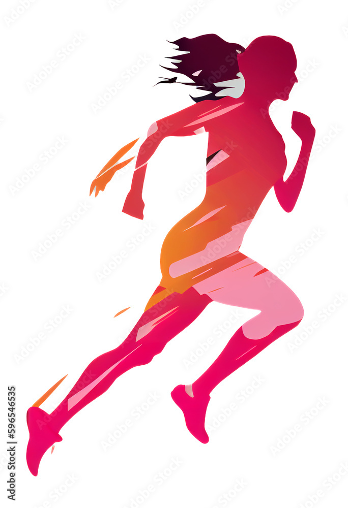  silhouette of a woman running vector illustration, generative ai