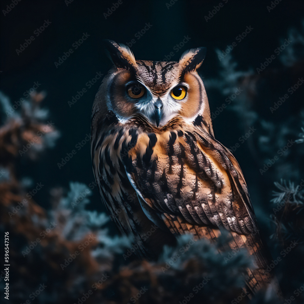 Owl in the night. AI Generated Owl in the night. AI Generated