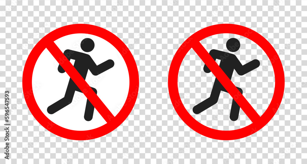 Do not for pedestrian icon. Cross line sign for walking people. Forbidden for any person symbol on transparent background. vector. Do not for pedestrian icon. Cross line sign for walking people. Forbidden for any person symbol on transparent background. vector.