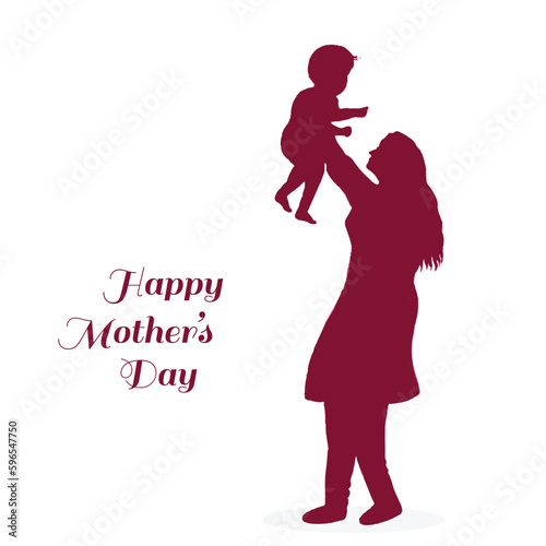 Beautiful mothers day for woman and child love greeting card background