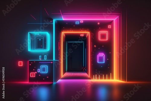 Neon Light Background,Glowing Neon  Background,Neon Abstract,Glow Neonbakgroun by Geneerative AI photo