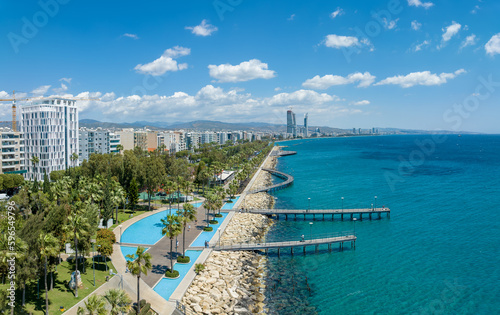 Aerial view with Limassol city  Cyprus islands