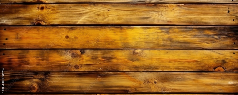 Naklejka premium Top view Wooden table, Wooden texture yellow background. Generative AI
