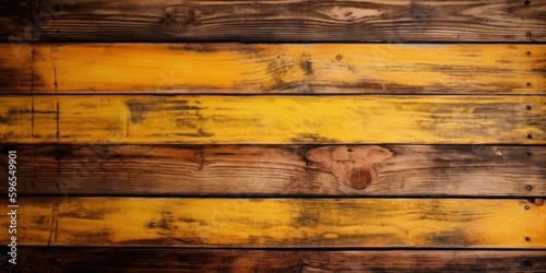 Top view Wooden table, Wooden texture yellow background. Generative AI